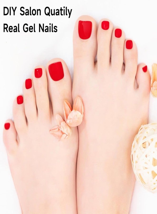 DUKASOU Semi Cured Gel Nail Strips & Toenail Stickers 2 Set (Hot Red), Gel Nail Stickers Wraps Art DIY, Long Lasting, Gifts for Women, Works with UV Lamp, Easy to Apply & Remove - Image 4